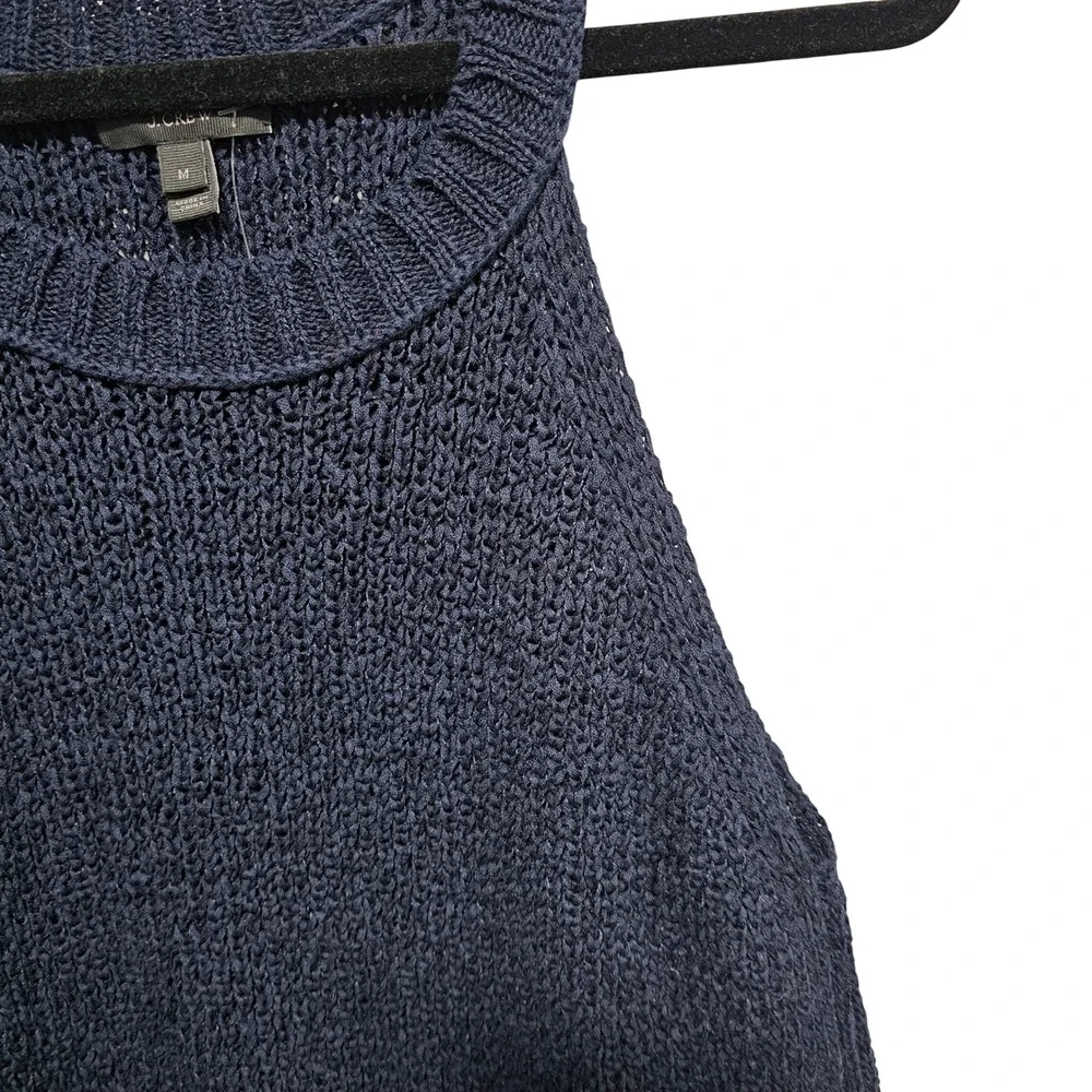 J.Crew Women's Navy Blue Cotton Sleeveless Round Neck Knit Top Size Medium‎